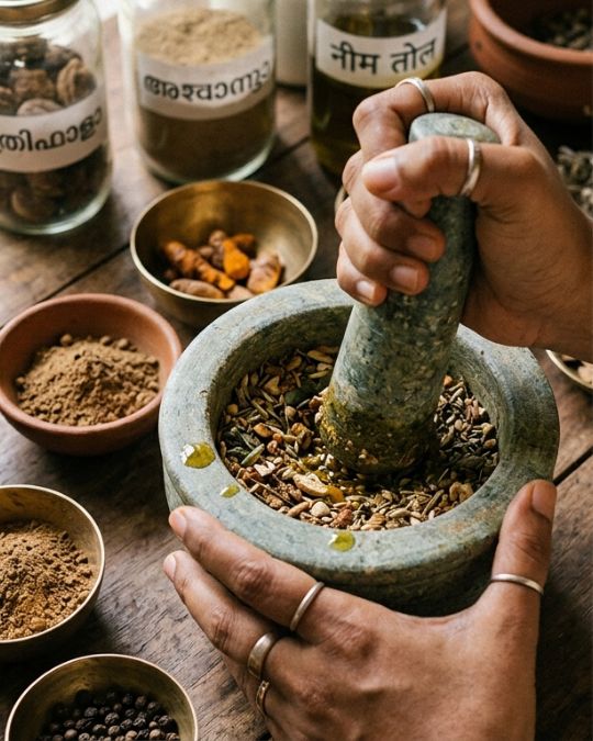 making of ayurveda medicine for ayurveda clinic in Tollygunge in VYASA Kolkata