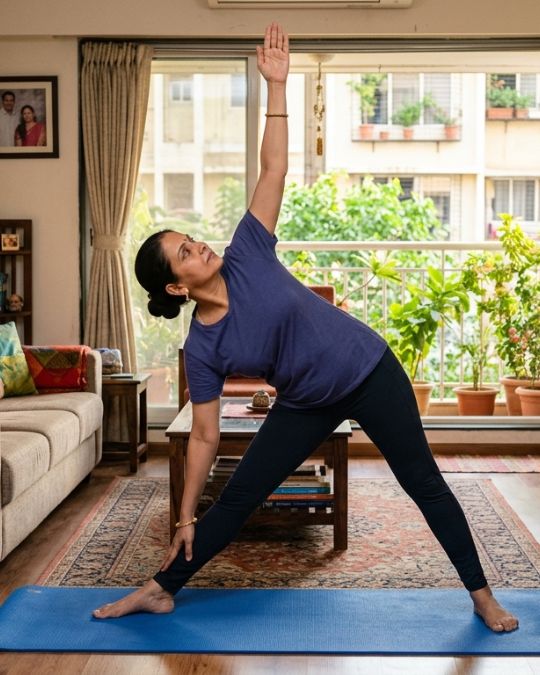 woman is doing yoga for vyasa kolkata for best yoga classes in Tollygunge south Kolkata