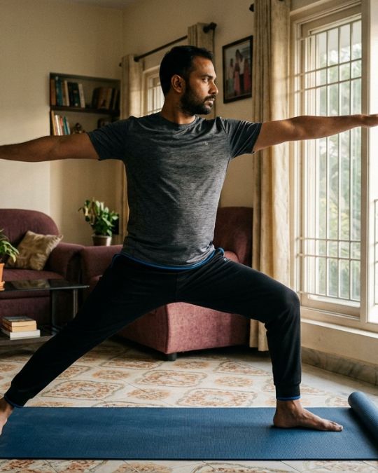 Indian man doing yoga in best yoga center near you in Tollygunge at VYASA Kolkata