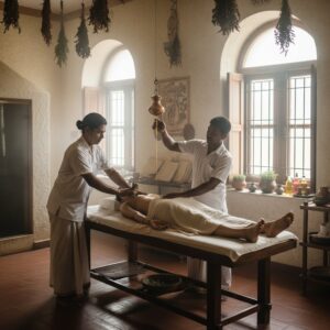 Ayurvedic treatment therapy session at VYASA, promoting holistic healing through Ayurveda in Kolkata.
