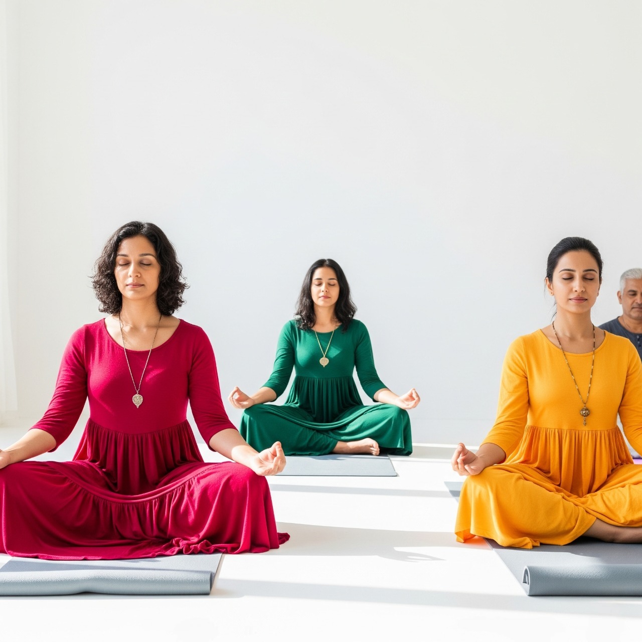 Group of people practicing meditation at VYASA Kolkata, a trusted yoga centre in Kolkata.