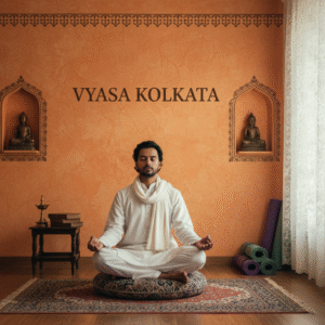 Man meditating at Vyasa yoga centre in Kolkata for inner peace and wellness.