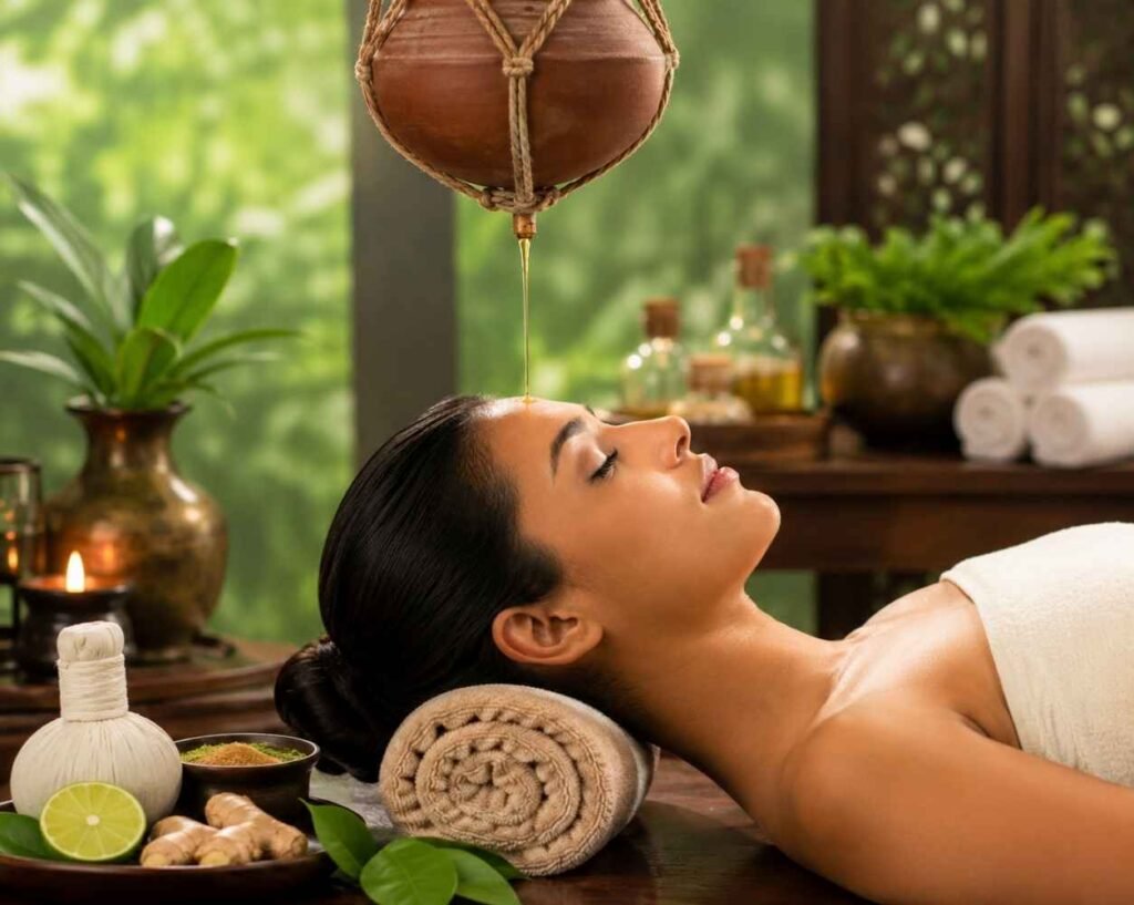 a Lady is receiving Panchakarma Therapy