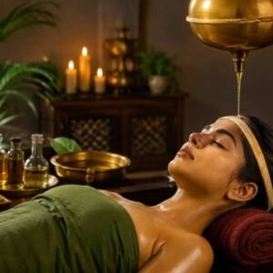 a lady is receiving best Panchakarma treatment in Kolkata,