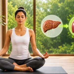A woman is doing Yoga for Fatty Liver