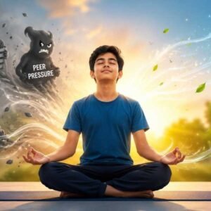 a boy is practicing yoga at Teenage Yoga classes in Kolkata