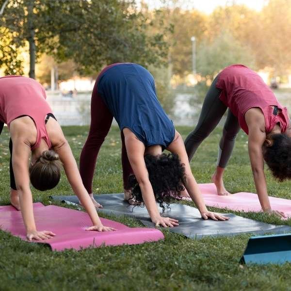 Three teenagers are practicing Yoga for Teenagers in Kolkata